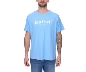 Ballin Est. 2013 Herren nachhaltiges Baumwoll-Shirt mit Logo-Print auf der Front Kurzarm-Shirt SH-REG-H050 Hellblau S