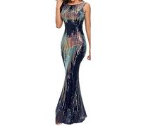 Ballkleider Damen Lang Pailletten Kleid Abendkleider Elegant Maxikleid Ärmellos Bodycon Cocktailkleid Silvester Kleid Meerjungfrau Party Kleider Sexy Etuikleid Pailettenkleider Für Damen Women Dresses