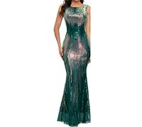 Ballkleider Damen Lang Pailletten Kleid Abendkleider Elegant Maxikleid Ärmellos Bodycon Cocktailkleid Silvester Kleid Meerjungfrau Party Kleider Sexy Etuikleid Pailettenkleider Für Damen Women Dresses