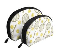 Ballspiel Tennis, Shell Make-up Tasche Frauen Aufbewahrungstasche kleine Geldbörse Kulturbeutel Kosmetiktasche 2 PCS