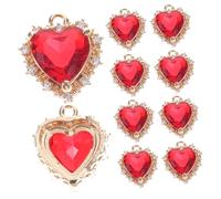 Baluue 10 Stück Teiliges DIY Herz anhänger Rot Handgefertigte Schmuck charms für Armband und Halskette Zarte Mikro einlege designs zum Basteln und Schmuckherstellung