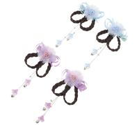 Baluue 2 Paar Haarspangen mit Chiffonblumen und Quasten Traditionelle Chinesische Haarnadeln für Mädchen Leichter Metallclip Farbecht für Festlichkeiten und Cosplay