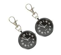 Baluue 2 Stück Große Digitale Quarzuhr mit Schlüsselanhänger Tragbare Taschenuhr für Krankenschwestern Studenten und Senioren Elegante Schwarze Armbanduhr mit Ablesbarem Zifferblatt