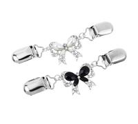 Baluue 2 Stück Strickjacken Kragenclips aus Zinklegierung Modische Schalschnallen für Damen Langlebige Metall Broschen für Pullover und Seidenschals Weiß Schwarz