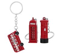 Baluue 3 Stück London Souvenir Schlüsselanhänger mit Britischem Doppeldeckerbus Telefonzelle und Traditionellem Briefkasten Kleines Mitbringsel für Freunde und Reisende Dekorativer