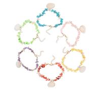 Baluue 6 Stück Boho Fußkettchen Damen mit Bunten Naturstein perlen und Muscheln Verstellbare Strand Schmuck Fußkette für Frauen Mädchen Langlebige Sommer Beach Anklets Handgemacht und