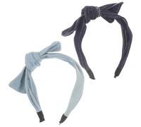 Baluue Denim Haarband mit Schleife 2 Stück Breites Jeans Haarband für Damen und Mädchen Modischer Haarschmuck für Partys und Reisen