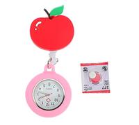 Baluue Luminöse Krankenschwesteruhr mit Cartoon Motiv Medizinische Taschenuhr aus Glas und Silikon Dehnbare Hülle Praktische Schwesternuhr für Pflegepersonal und Studenten Rosarot