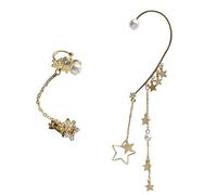 Baluue Perlen clip ohrringe Pentagonal Design Lange Quasten Ohrmanschette für Damen Ohne Ohrloch Eleganter Schmuck Goldfarben Modern Alltag Party