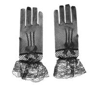 Baluue Romantische Spitzenhandschuhe für Damen 1 Paar Schwarze Brauthandschuhe mit Schleifendesign Feine Netzoptik Elegantes Hochzeits Accessoire