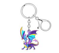 BAMAY Acryl Cool Sachen Drache Schlüsselanhänger Charms Drachen Geschenke Fantasy Dinosaurier Schmuck für Frauen Teens Schlüsselring Zubehör (Violett)