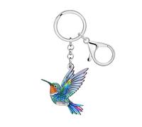 BAMAY Acryl Floral Kolibri Schlüsselanhänger Vogel Schlüsselring Hummingbird Geschenke für Vogelliebhaber Frauen Mädchen Handtasche Zubehör Charms (Blau)
