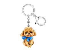 BAMAY Acryl Goldendoodle Schlüsselanhänger Hund Schlüsselring Zubehör Pudel Geschenke für Hundeliebhaber Frauen Mädchen Handtasche Rucksack Charms (Beige)