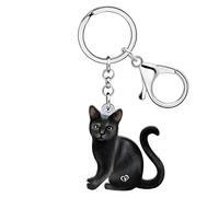 BAMAY Acryl Halloween schwarz Katze Schlüsselanhänger Kürbis Hexe Kätzchen Schlüsselanhänger Zubehör für Frauen Mädchen Autoschlüssel Geldbörse Charms (Schwarz)