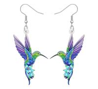 BAMAY Acryl Niedlich Floral Kolibri Ohrringe Hängend Vogel Schmuck Sommer Kolibri Geschenke für Vogelliebhaber Frauen Mädchen Mama Tier Charms (Lila)