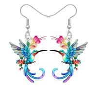 BAMAY Acryl Niedlich Floral Kolibri Ohrringe Hängend Vogel Schmuck Sommer Kolibri Geschenke für Vogelliebhaber Frauen Mädchen Mama Tier Charms (Mehrfarbig)