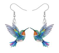 BAMAY Acryl Niedlich Floral Kolibri Ohrringe Hängend Vogel Schmuck Sommer Kolibri Geschenke für Vogelliebhaber Frauen Mädchen Mama Tier Charms (Blau)