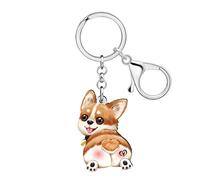 BAMAY Corgi Geschenke für Corgi Liebhaber Acryl Hund Schlüsselanhänger Handtasche Charms Rucksack Auto Schlüsselring Zubehör für Frauen Mädchen Kinder (Kaffee)