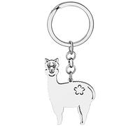 BAMAY Edelstahl Alpaka Schlüsselanhänger 18K Gold Silber plattiert Llama Auto Schlüsselanhänger Geschenke für Frauen Mädchen (Versilbert)