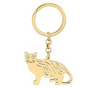 BAMAY Edelstahl Silber Vergoldet Katze Schlüsselanhänger Kätzchen Schlüsselanhänger Haustiere Schmuck für Frauen Mädchen Charms Geschenke (Vergoldet 162)