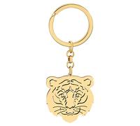 BAMAY Edelstahl Tiger Schlüsselanhänger 18K Vergoldet Versilbert Wilde Tiere Auto Schlüsselanhänger Charms für Frauen Mädchen (Gold)