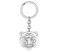 BAMAY Edelstahl Tiger Schlüsselanhänger 18K Vergoldet Versilbert Wilde Tiere Auto Schlüsselanhänger Charms für Frauen Mädchen (Silver)