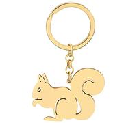 BAMAY Niedliche Eichhörnchen Schlüsselanhänger Brieftasche Auto Schlüsselanhänger Schmuck Edelstahl Eichhörnchen Geschenke für Frauen Mädchen Party Favors (Vergoldet)