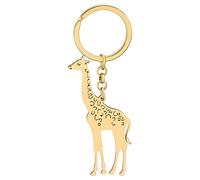 BAMAY Valentinstag Edelstahl Paar Herz Giraffe Schlüsselanhänger Hirsch Schlüsselring Charms Geschenke für Frauen Mädchen (Vergoldet)