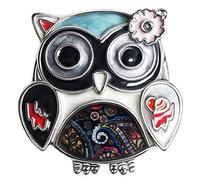 BAMAY Zink-Legierung Niedliche Eule Vogel Brosche Pins Schmuck Emaille Anime Eule Geschenke für Frauen Mädchen Schal Revers Pin Charms (Schwarz)