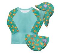 Bambino Mio UPF 40+ Set mit wiederverwendbaren Schwimmwindeln (2-3 Jahre) COOLE KATZEN | Enthält Schwimmwindelhose, Schwimm-Rashguard-Oberteil und Schwimmhaube für Babys und Kleinkinder