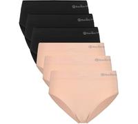 Bamboo basics Damen Slips, 6er Pack - BELLE seamless full briefs, Jersey, Logo Schwarz/Nude L