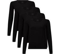 BAMBOO BASICS Bamboo basics Damen T-Shirt, 4er Pack - LARA Longsleeve, Unterhemd, Rundhals, uni (TB_LARA-4P) S Schwarz