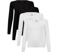 Unterhemd BAMBOO BASICS "Longsleeve LARA 4er Pack", Damen, Gr. M, N-Gr, schwarz (schwarz, weiß), Obermaterial: 68% Viskose CV. 28% Baumwolle CO. 4% Elasthan EL., Unterhemden Unterhemd (64005138-M) sch