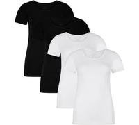 Bamboo basics Damen T-Shirt KATE, 4er Pack - Unterhemd, Rundhals, Single Jersey Schwarz/Weiß / XL XL Schwarz