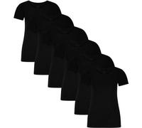 Bamboo basics Damen T-Shirt KATE, 6er Pack - Unterhemd, Rundhals, Single Jersey Schwarz S