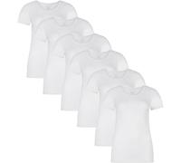 Bamboo basics Damen T-Shirt KATE, 6er Pack - Unterhemd, Rundhals, Single Jersey Weiß / L L Weiß