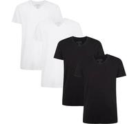 Bamboo basics Herren T-Shirt VELO, 4er Pack - Unterhemd, V-Neck, Single Jersey Weiß/Schwarz M