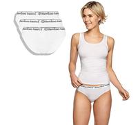 Bamboo basics Damen Slips YARA, 3er Pack - Logo-Bund, atmungsaktiv, Single Jersey, weiß, M Weiß