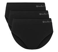 Bamboo basics Damen Slips, 3er Pack - BELLE seamless full briefs, Jersey, Logo Schwarz XL