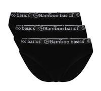 Bamboo basics Damen Slips YARA, 3er Pack - Logo-Bund, atmungsaktiv, Single Jersey, schwarz, M Schwarz