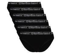 Bamboo basics Damen Slips YARA, 6er Pack - Logo-Bund, atmungsaktiv, Single Jersey Schwarz M