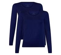 Bamboo basics Damen T-Shirt, 2er Pack - LARA Logsleeve, Unterhemd, Rundhals, uni, blau, L Blau