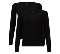 Bamboo basics Damen T-Shirt, 2er Pack - LARA Longsleeve, Unterhemd, Rundhals, uni Schwarz M