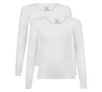 Bamboo basics Damen T-Shirt, 2er Pack - LARA Longsleeve, Unterhemd, Rundhals, uni Weiß L
