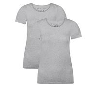 Bamboo basics© Damen T-Shirt KATE, 2er Pack - Unterhemd, Rundhals, Single Jersey, grau, XL Grau