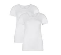 Bamboo basics Damen T-Shirt KATE, 2er Pack - Unterhemd, Rundhals, Single Jersey, weiß, S Weiß