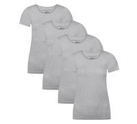 Bamboo basics Damen T-Shirt KATE, 4er Pack - Unterhemd, Rundhals, Single Jersey Grau L