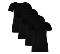 Bamboo basics Damen T-Shirt KATE, 4er Pack - Unterhemd, Rundhals, Single Jersey M Schwarz
