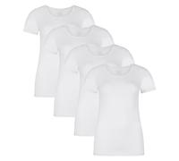 BAMBOO BASICS Bamboo basics Damen T-Shirt KATE, 4er Pack - Unterhemd, Rundhals, Single Jersey (TB_KATE-4P) XL Weiß