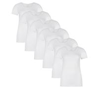 Bamboo basics Damen T-Shirt KATE, 6er Pack - Unterhemd, Rundhals, Single Jersey M Weiß